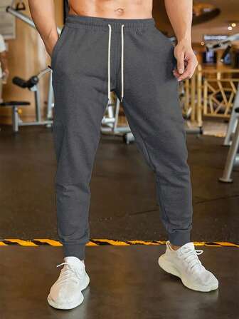 1pc Boyfriend Style Men's Drawstring Waist Pocket Casual Comfortable Gym Sports Pants