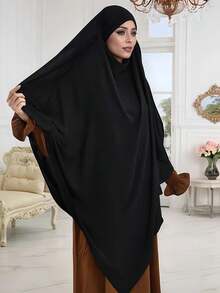 1pc Conservative Abaya Hijab Kimmar Islamic Hijab Jilbeb Hicab Hijab Clothing Hijab Women Muslim Khimaar With Ruffle Brim Design, Convenient For Privacy And Daily Prayer Wear, 4-Season Usable For Dress - Multicolor - View 7