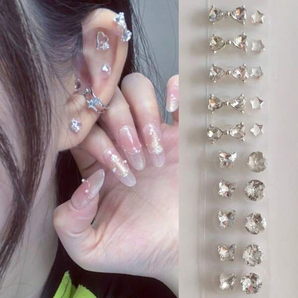 Ear Acupuncture Jewelry, Beads Type, 20 Beads, Stainless Steel, Ear Acupuncture Stickers, Health Goods, Relieves Stiffness, Facial Muscle Care, Nasolabial Folds, Swelling Relief, Eye Care, Insomnia, Massage