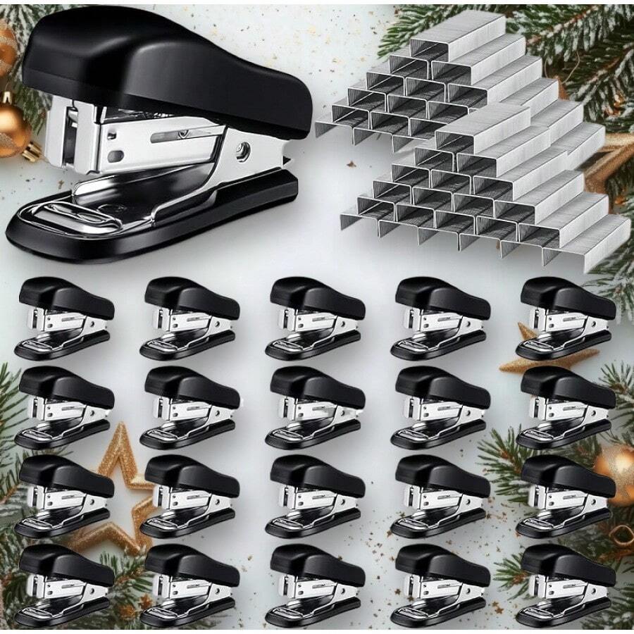 20 Pack Mini Staplers With 15000 Nails Bulk With 15000 Nail, Office Staplers For Desk 25 Sheet Capacity, Hand Held Desk Students Teachers Supplies For School Office Business Non Slip Base Black - 10 - Xem 1
