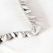 Lush Decor Ruffle Skirt Bedspread 3 Piece Set, Queen, Navy - Blue Queen Bedding - Ruffled Bedspread - Vintage Farmhouse Decor Halloween-Fall Decor-Room Decor - 白色 - 查看 5