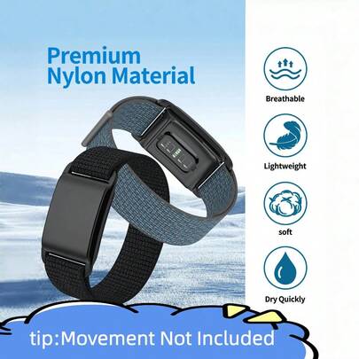 1条尼龙运动腕带，兼容4.0版本，男女通用，柔软可调节透气，可替换3.0/4.0睡眠、健身和活动追踪器腕带