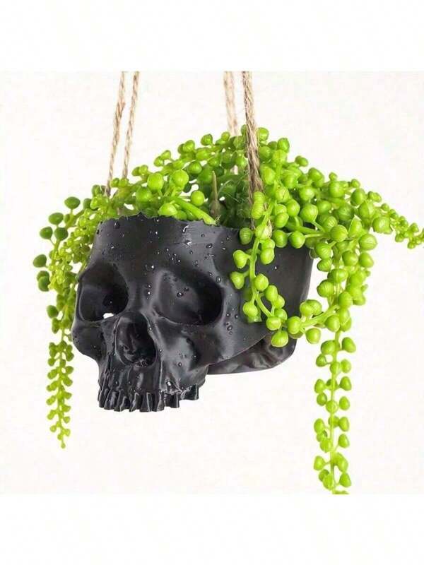 1pc 3D Skull Shaped Planter Hanging Basket Suitable For Home And Office Decor