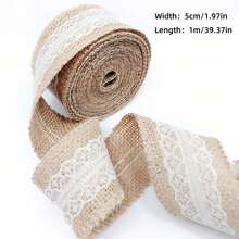1m/Roll] Hemp Roll Lace Lace Vintage Handmade DIY Materials Wedding Decorative Lace Cloth Holiday Crafts Hemp Roll Lace Linen Roll Handmade Knitting Materials Home Decorative Lace Curtains Tablecloth Lace Edging Clothing Accessories