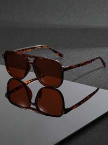 1 Pair Men's Retro Double Bridge Aviator Frame Fashion Glasses, Suitable For Fashion Outfits, Party Decoration, Outdoor Travel, Beach Vacation, Cycling, Driving, Outdoor Sports, Daily Use