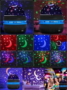 星空投影 LED 灯，带遥控器的多色图案，星星、月亮和浪漫的星空氛围，水晶立方体 LED 投影灯，床头灯和睡眠灯，银河星空投影仪，卧室夜灯投影仪