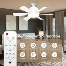 1pc White 15.8" Round Ceiling Fan With Light - 3-Speed Adjustable, Memory Dimmable LED, Mute Motor, Color/Timer Settings, Remote Control, USB-Powered For Bedroom, Kitchen, Balcony, Garage - White Six Leaf Fan Light - View 8