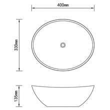 Joinmee Vasque à poser ovale blanche 40x33 cm, lavabo en céramique brillant pour salle de bain, lave-mains moderne au-dessus du comptoir - Blanc - Voir 7