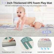 79x71 Foldable Baby Play Mat For Floor, Extra Large Tummy Time And Crawling Playmat, Thick Foam Play Mat For Baby, Reversible Portable Babies Floor Mats For Infant, Toddler - 大象 - 查看 2