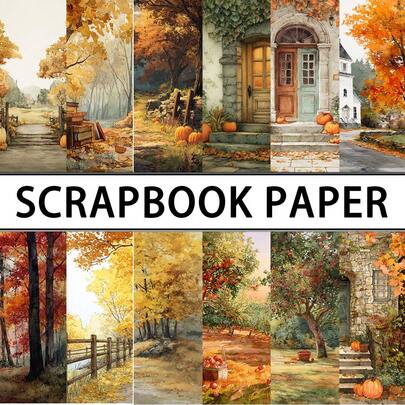 24/36PCS 5.9*5.9inch Fall Maple Leaf Themed Scrapbooking Paper, Autumn Maple Leaf Pumpkin Design Scrapbook Paper Pad, 5.9*5.9inch Single-Sided Thanksgiving Day Scrapbooking Paper, Suitable For Handmade Cards, Bullet Journals, Crafting & Decor