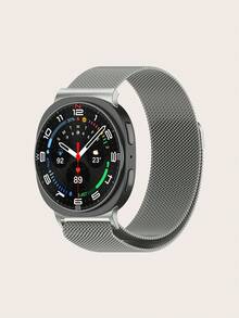 1pc Unisex Plain Quick Release Magnetic Clasp Stainless Steel Hollow-Out Milanese Smartwatch Strap Compatible With Samsung Galaxy Watch 8 40mm/44mm/Classic 46mm - Galaxy Watch 8 - View 8