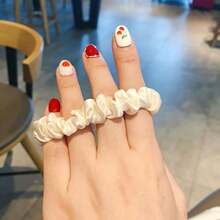 Silk Hair Scrunchies Small Silk Scrunchy Skinny Hair Ties Bows Elastics Hair Bands Soft Scrunchy Hair Tie Ropes Ponytail Holder For Women Girls Hair Accessories 6 Pack Elegant - 如圖 - 查看 3