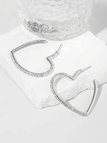 1 Coppia di Orecchini a Cerchio a Forma di Cuore - In Argento 925 e Placcato Argento con Cuori Dorati, Regali Ideali per la Fidanzata o Regali di San Valentino Carini per Lei