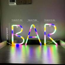 1 个 LED“酒吧”字母灯标志，暖白色发光字母灯，DIY 单词组合 BAR 适用于酒吧、酒馆、派对、生日、露营、餐厅、庭院、走廊、宿舍、卧室、夜间小吃、餐厅和派对场景、情人节、母亲节、万圣节、圣诞节和其他节日的装饰 - 电池供电（不含电池）