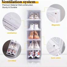 1 pieza Caja de zapatos transparente premium, caja de almacenamiento de plástico para zapatillas, caja de exhibición antioxidante para uso doméstico
