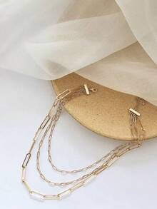 Minimalist Layered Necklace - 黃金 - 查看 3