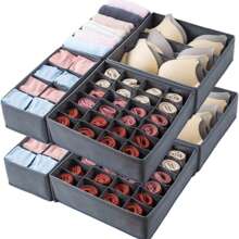 1pc Foldable Drawer Organizer Divider, Fabric Storage Box For Clothes, Underwear, Bras, Ties, Accessories, Socks - Grey - View 2