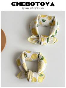 1条53x53厘米清新柠檬印花围巾，多功能头巾/领巾，适合日常使用 - 彩色 - 查看 4