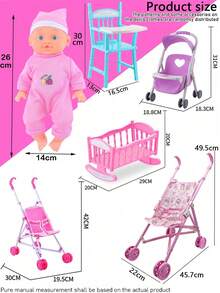 26cm Realistic Doll That Can Pee And Drink Water, With 4 Sound Effects, Comes With Bottle & Pacifier, Pink Bed, Children's Pretend Play Toy Gift (Outfit Pattern Random)