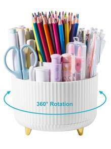 1 件 5 槽 360 度旋转笔筒收纳桶,办公桌笔筒,办公桌收纳盒及配件,桌面收纳文具用品收纳盒,可爱铅笔杯桶,适用于办公室、学校、家庭返校、返校、学校用品、铅笔盒、铅笔袋、书包 - 均碼 - 查看 3