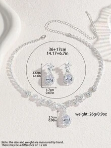 Bộ 4 chiếc vòng cổ, hoa tai và vòng tay đính đá Zirconia khảm siêu nhỏ, thời trang và thanh lịch, phù hợp cho phụ nữ đi làm hàng ngày, hẹn hò ở trường, tiệc cưới, ngày lễ tình nhân, quà tặng ngày lễ - Bộ dây chuyền tinh tế - Xem 8