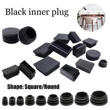5/8/10个装黑色塑料塞帽，方管家具腿防尘罩，桌椅钢制脚垫保护套 - 黑色 - 查看 10