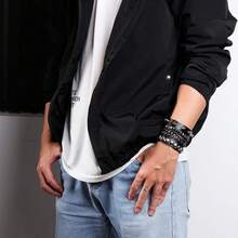 Eigso 3 Pcs Leather Punk Bracelets Men Women Of Rock Rivet Wrap Retro Spike Bracelet Adjustable - Black - 6 Pcs - View 5