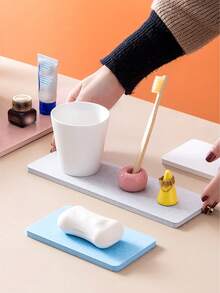 1PC Diatomite Tray - Cup Coaster, Bathroom Counter Toothbrush/Cup Drying Tray, Dining Decor Plate, Absorbent Diatomite Coaster, Soap Dish, Plant Tray - For Kitchen, Dining, Living Room, Bedroom, Bathroom & More