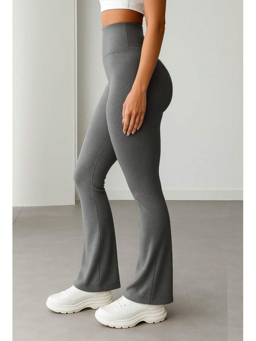 WOLFOX High Waisted Flare Ballerina Pants In Suplex Polyester, Fitness Or Casual - Xám - Xem 1