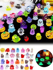 10 件万圣节夜光迷你人偶可爱微型鬼魂人偶夜光树脂人偶小怪兽花园装饰微型雕像适用于户外房屋景观派对万圣节夜光迷你树脂鬼魂可爱小鬼魂微型人偶夜光，恐怖万圣节鬼魂装饰适用于微型仙女花园 DIY 户外房屋会议、派对礼品袋填充物