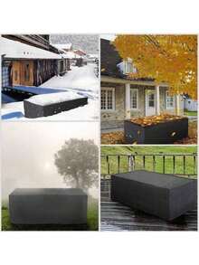 Funda impermeable para muebles de patio, rectangular y cuadrada, resistente a los rayos UV y con cordón (para mesa y sillas de jardín, a prueba de polvo, plateada)