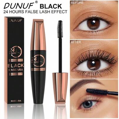 DUNUF 1pcs Waterproof Fiber Lash Mascara For Thick, Curly Eyelashes | Long-Lasting Black Formula | Ideal Valentine's Gift For Women, Makeup Essential | Voluminous Lashes |