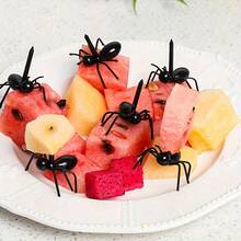 6/24/36/60pcs Reusable Ant Shaped Toothpick/Fruit Dessert Fork, Snack Cake Appetizer Animal Forks, Party Fruit Picks Made Of Plastic Toothpicks - Black - View 5