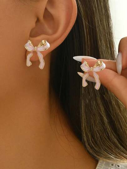1 Pair Retro Creative Knotted Bow Earrings, Suitable For Party, Vacation, Casual, Versatile