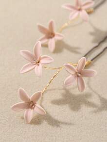 3PCS Soft Pink Handmade Ceramic Clay Flower Simple Hairpin, Suitable For Wedding, Daily Versatile Summer Hair Accessories - Pink - View 6
