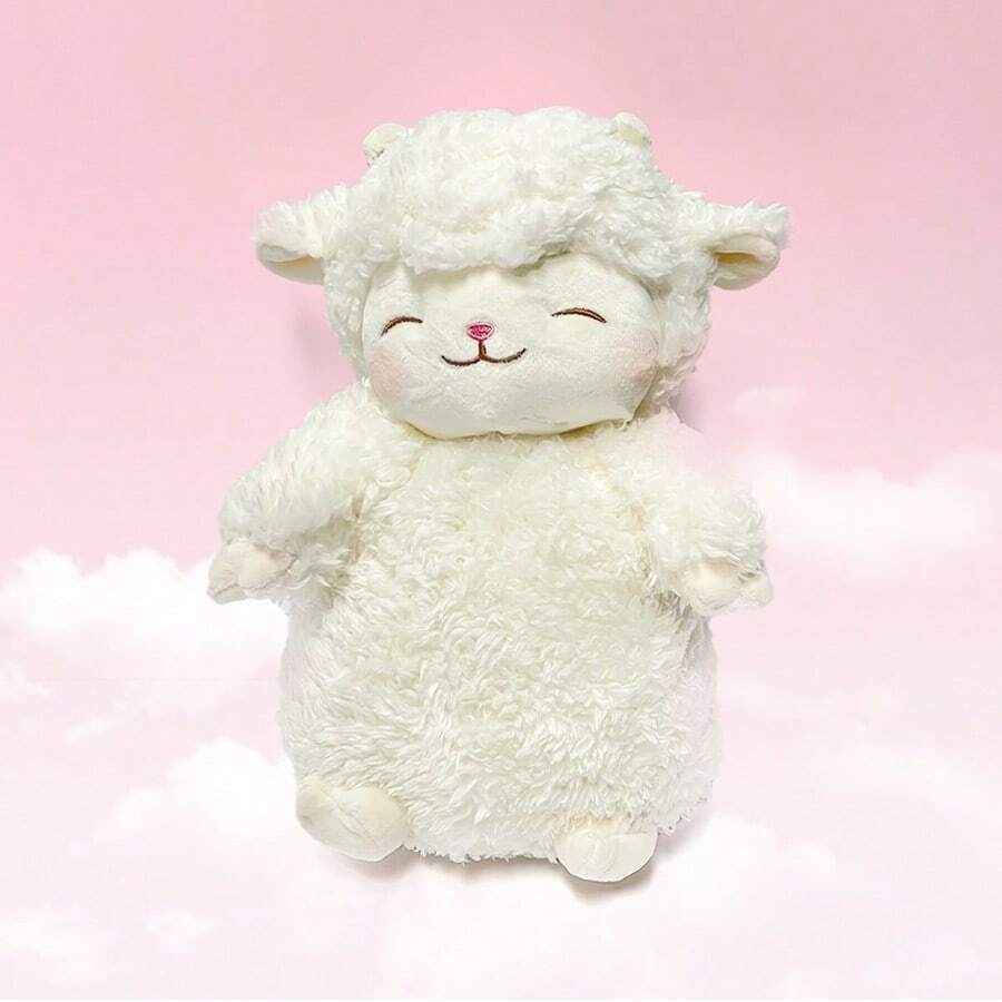 MINISO 暖白色站立羊絨毛玩偶,柔軟如雲,暖白色,觸感舒適,閉眼微笑,超級可愛。(1件) - 白色 - 查看 1