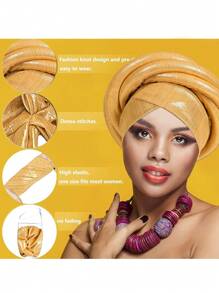 女士夸张非洲头巾交叉帽檐立体造型高档宴会头饰 - 彩色 - 查看 3