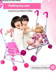 26厘米逼真娃娃，可小便和喝水，带4种音效，包含奶瓶和奶嘴，粉色小床，儿童过家家玩具礼物（服装图案随机） - 粉紅色(衣服印刷圖案隨機發 - 查看 14