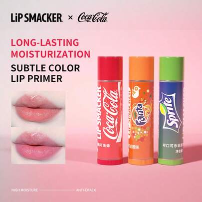 LIP SMACKER 3pcs/Set Coca-Cola Collaboration Lip Balm, Long-Lasting Moisturizing, Soda Flavor, Vitamin E, Alcohol-Free, Suitable For Gifts, Valentine's Day, Tinted Lip Balm For All Skin Types, Unisex LIPSMACKER