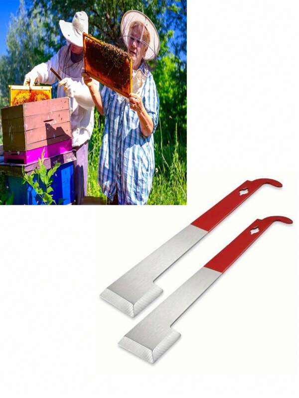 2 piezas Herramienta en forma de J de acero inoxidable, 2 piezas Herramienta en forma de J de acero inoxidable Honey Keeper para colmena de abejas, Elevador y raspador de marco de 10-1/2 pulgadas, Equipo de apicultura