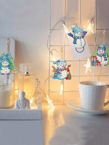 12 chaveiros com pintura de diamante de boneco de neve, enfeites pendentes com pintura de diamante 5D DIY, decoração de Natal e artesanato doméstico