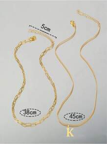 2 Pieces Fashionable And Elegant Golden Initial Necklace Chic A-Z 26-Letter Pendant Necklace For Women With Multiple Layers Suitable For Daily Use Or As Gifts On Special Occasions