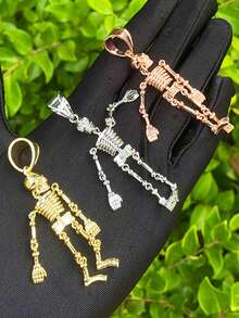 DUBSS 男士骷髅项链吊坠，爪镶镀金嘻哈饰品 - 骷髏 - 查看 1