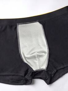 Men's Black Fashionable Printed Pattern Boxer Briefs, Elastic Underwear For Daily Wear - Black - View 5