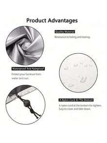 Funda impermeable para muebles de patio, rectangular y cuadrada, resistente a los rayos UV y con cordón (para mesa y sillas de jardín, a prueba de polvo, plateada)