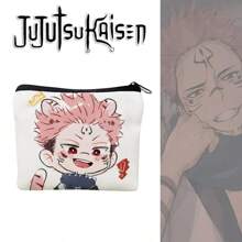 Jujutsu Kaisen 1 pieza Billetera miniatura personalizada con diseño de personaje de anime Gojo, bolsa para cambio de patrón de dibujos animados linda y de alta belleza para hombres y mujeres, bolsa de almacenamiento para auriculares Bluetooth y artículos de papelería