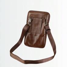 真皮腰包男士手机包可佩带户外运动单肩小包商务斜挎包，主包结构采用拉链开口，内含主包插片。黑色和棕色可选。尺寸：21cm * 13cm * 2cm。 - 彩色 - 查看 11
