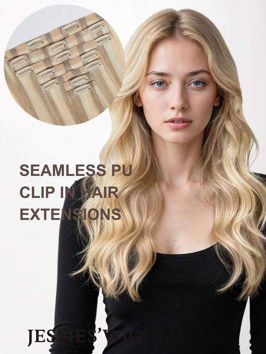 jessie's wig 杰西假发7件套，16个夹子，直发夹式接发，真人发，天然原生发，双层缝制，适合女性日常佩戴，易于佩戴，挑染款，P18/22/60# - SP18/22 - 查看 1