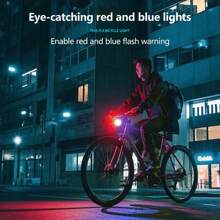 5 LED Super Bright Bicycle Front Light With Battery Level Display, 5 Intelligent Modes, Sensing White/Red/Blue Flashing Lights, Adjustable High/Low Beam, Rechargeable, Suitable For Night Cycling And Illumination - Multicolor - View 9