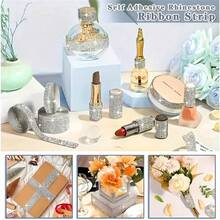 1/3pcs Self-Adhesive Crystal Rhinestone Diamond Ribbon - DIY Diamond Ribbon Stickers With 2 Mm Rhinestones For Arts Crafts,Bling Silver Ribbon Rolls For Phone,Car Decoration - Silver - View 9